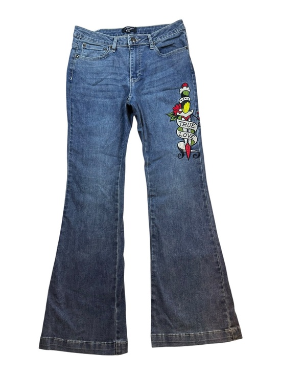 Ed Hardy Denim - Ed Hardy Y2K True Love Embroidered Denim Fit and Flare Women's Jeans Size 30